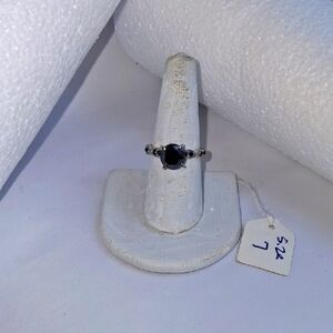 Elegant 8ct Black Diamond Strrling Silver Ring